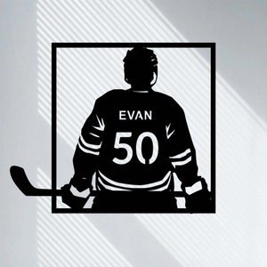 Enseigne en métal de hockey personnalisée, nom de joueur de hockey personnalisé, art mural en métal de hockey, enseigne de hockey sur glace, décoration murale de hockey, cadeau de joueur de hockey
