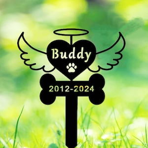 Custom Dog Memorial Garden Stake,Metal Dog Pet Grave Marker with Bone,Personalized Dog Name Sign with Stake,Pet Loss Gift,Dog Sympathy Sign