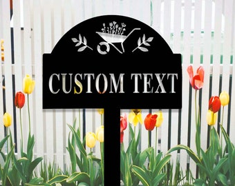 Estaca de jardín personalizada, letrero de metal con estaca, letrero de jardín personalizado, letrero de jardín, decoración de jardín, letrero con nombre de jardinero, regalo de jardín para mamá
