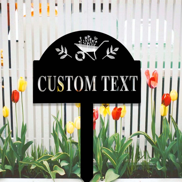 Estaca de jardín personalizada, letrero de jardín de metal con estaca, estaca de jardín personalizada, letrero de patio, decoración de patio, letrero de nombre de jardinero, regalo de jardín para mamá