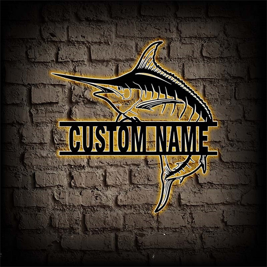 Custom Marlin Fish Metal Sign,led Marlin Fish Metal Wall Art