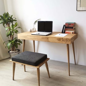 Desk / Solid wooden desk / Desk with Drawer / Office Table / Computer Desk / Modern Desk/ Rustic Desk / Ref. 0024 / Handmade by DValenti
