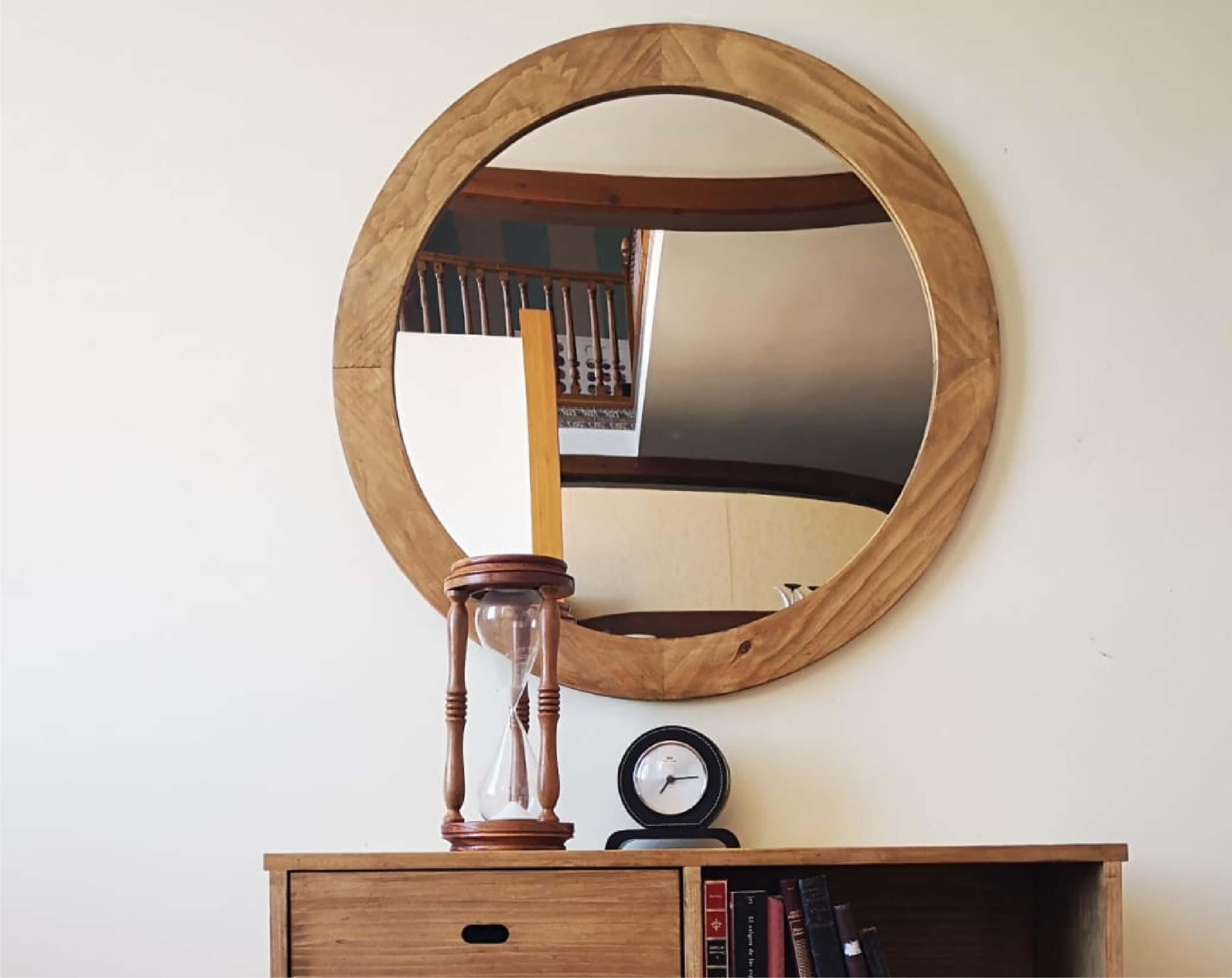 Espejo redondo decorativo de estilo moderno con marco de MDF y cuerda  marrón Tutumi