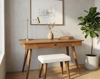 Solid wood desk | Study table with large capacity drawer | XL legs | Ref. 0020