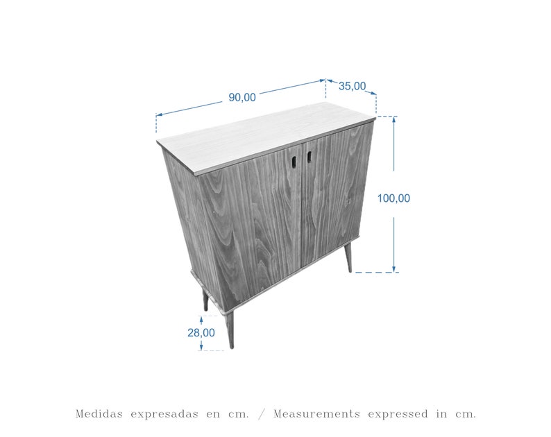 Kommode mit großem Fassungsvermögen aus massivem Kiefernholz, mit 2 Türen und 2 Einlegeböden im Inneren. 00327 Bild 5