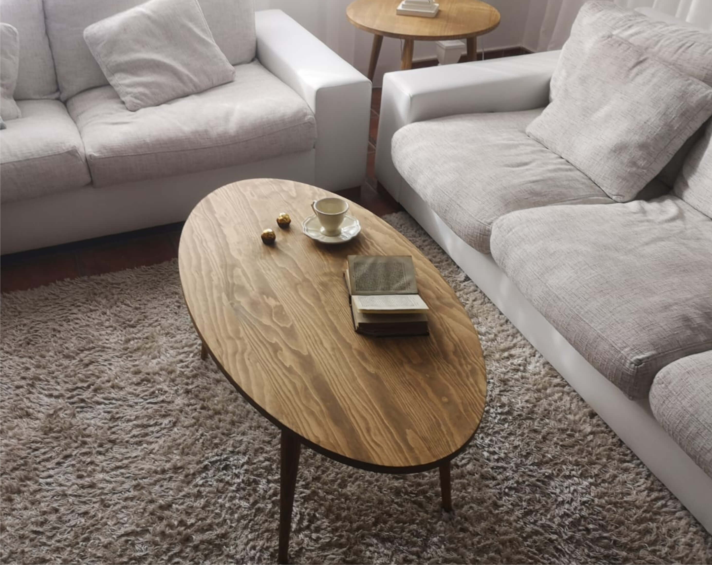 Coffee Table Oval Coffee Table/ Wooden Coffee Table/ 4-leg | Etsy UK