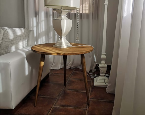 Handmade Solid Pine Wood Coffee Table: 3-Leg Corner Table