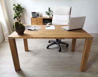 Table de bureau en bois massif/ Réf. 0046 / Conçu et fabriqué à Tolède par Dvalenti Furniture