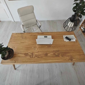 Grande table de bureau avec tiroir et bois massif / Réf. 0043 / Bureau fait main à Tolède par DValenti image 8