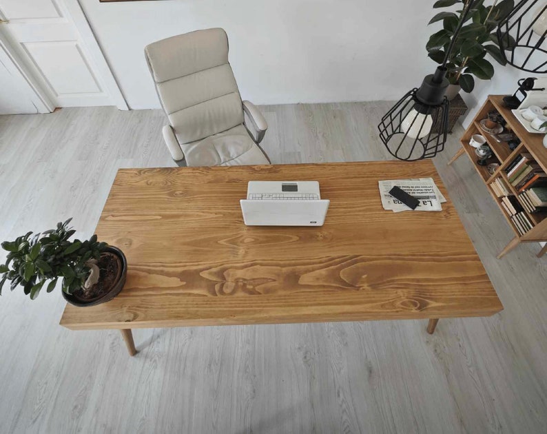 Grande table de bureau avec tiroir et bois massif / Réf. 0043 / Bureau fait main à Tolède par DValenti image 8