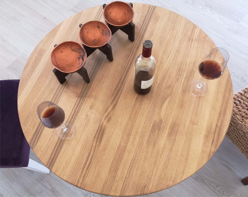 Table à manger ronde, Table ronde, table ronde en bois, table rustique, Réf. 00122, fait main par DValenti Furniture image 3