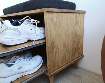 Rustic Shoe Rack with Bench/ Shoe Rack Bench Seat Storage / Rustic shoe bench / Ref. 00101 / Handmade in Toledo by DValenti