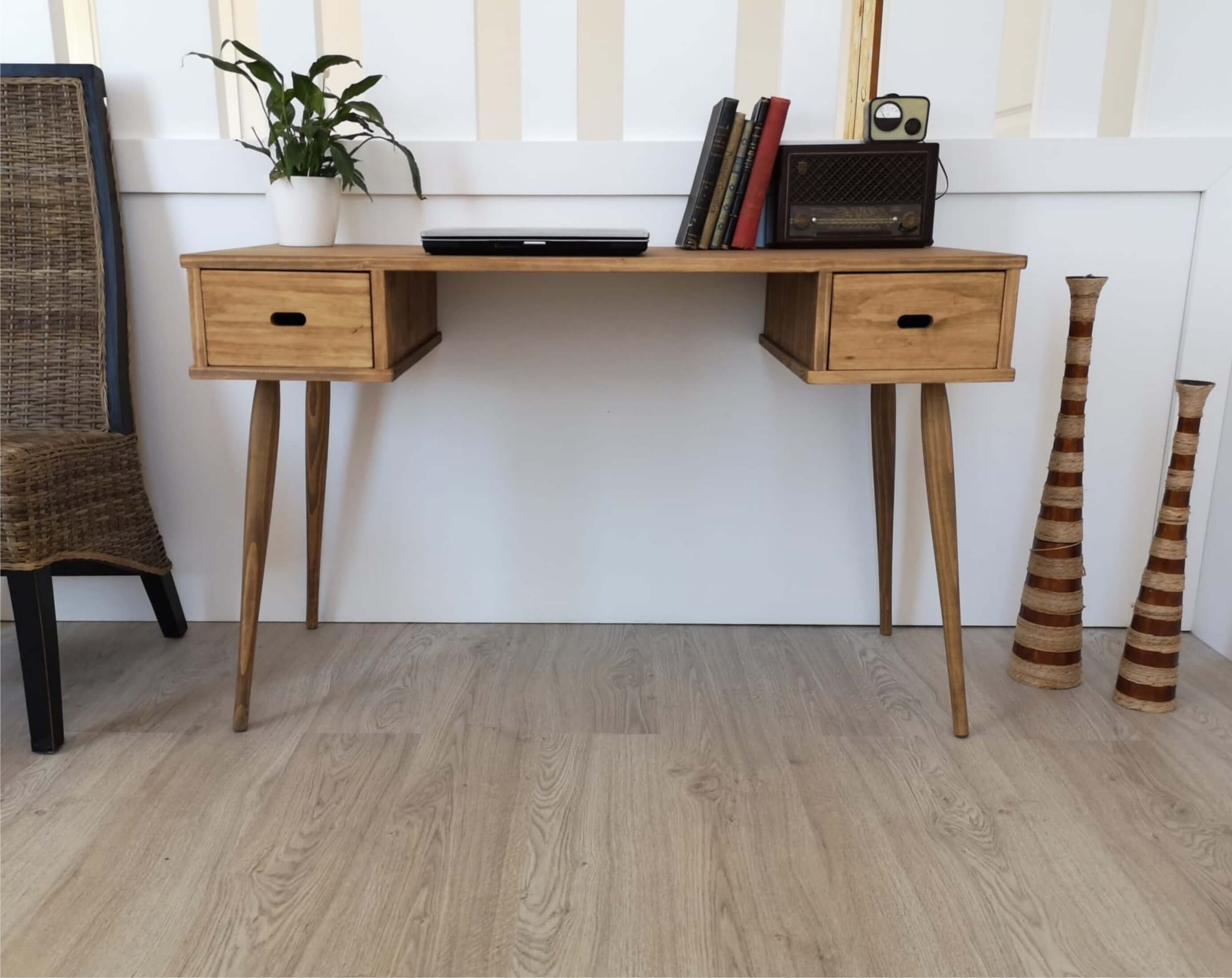 Grande Table de Bureau avec Tiroir et Bois Massif / Réf. 0043 / Bureau fait  main à Tolède par DValenti -  France