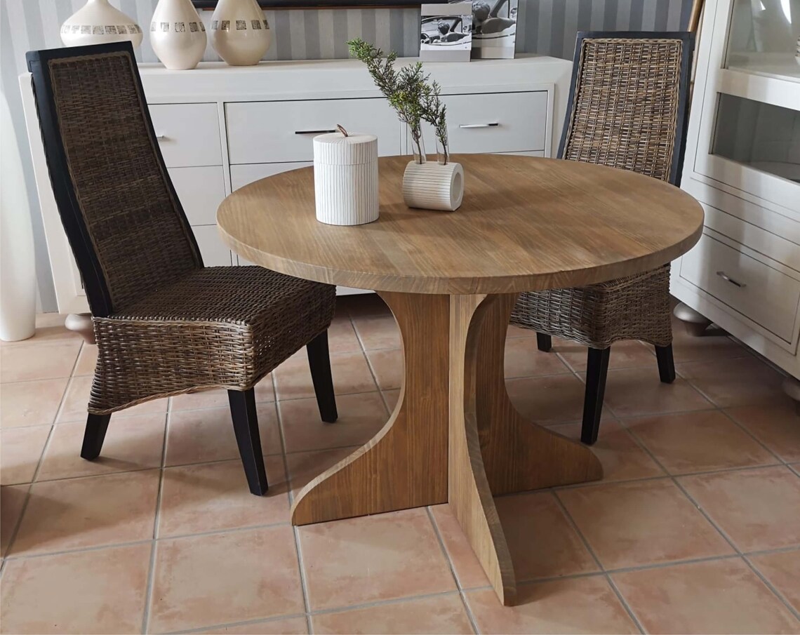Round table round wooden table rustic table Ref. 00108 | Etsy