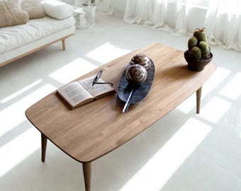 Mid Century Modern Pine Coffee Table, Handmade Rectangular Center Table  | Ref. 0079