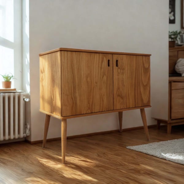 Konsole aus Massivholz Kiefer, Handgefertigte Kommode mit 2 Türen | Ref. 00138