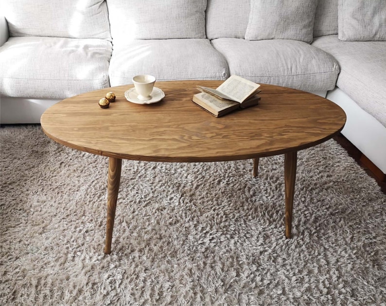 coffee table, Oval coffee table/ Wooden coffee table/ 4-leg table, Side table/ Ref. 0084 / Handmade in Toledo by Dvalenti Furniture 