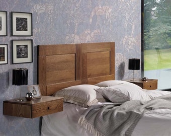 Oak floating headboard for double bed / Ref. 00219