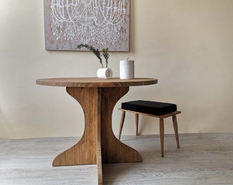 Round table, round wooden table, rustic table,  Ref. 00108, Handmade by DValenti Furniture