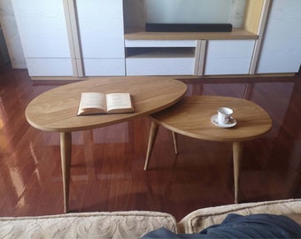 Conjunto Mesa de Centro / Mesa de Centro de Pino / Mesa de Centro de Madera Rústica / Madera Maciza de Pino / Ref. 0085 / Hecho a mano en Toledo por Muebles DValenti