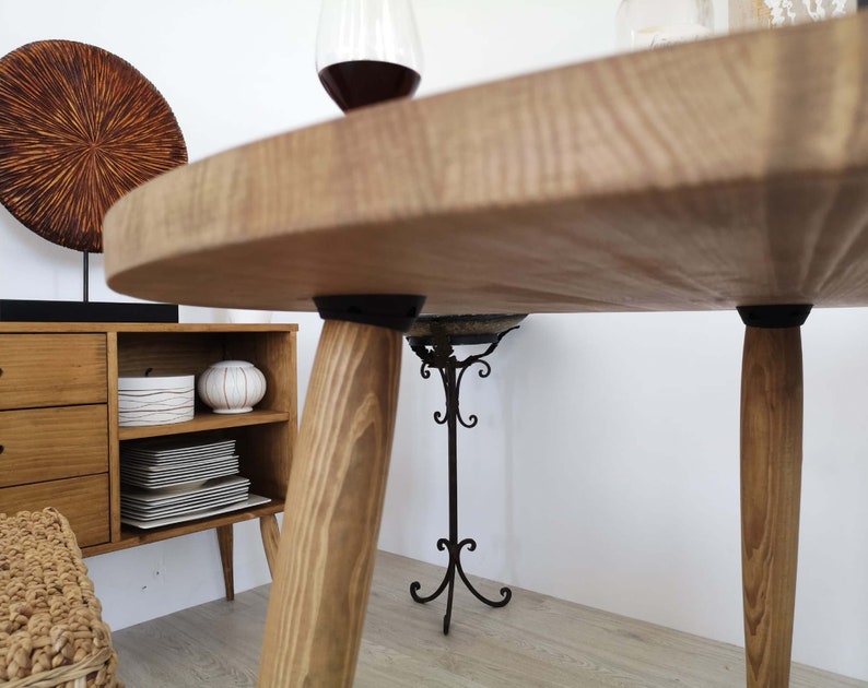 Table à manger ronde, Table ronde, table ronde en bois, table rustique, Réf. 00122, fait main par DValenti Furniture image 4