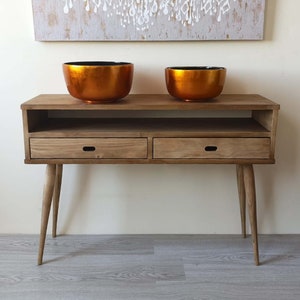 Handmade Rustic Pine Hallway Bench: Entryway Console Table