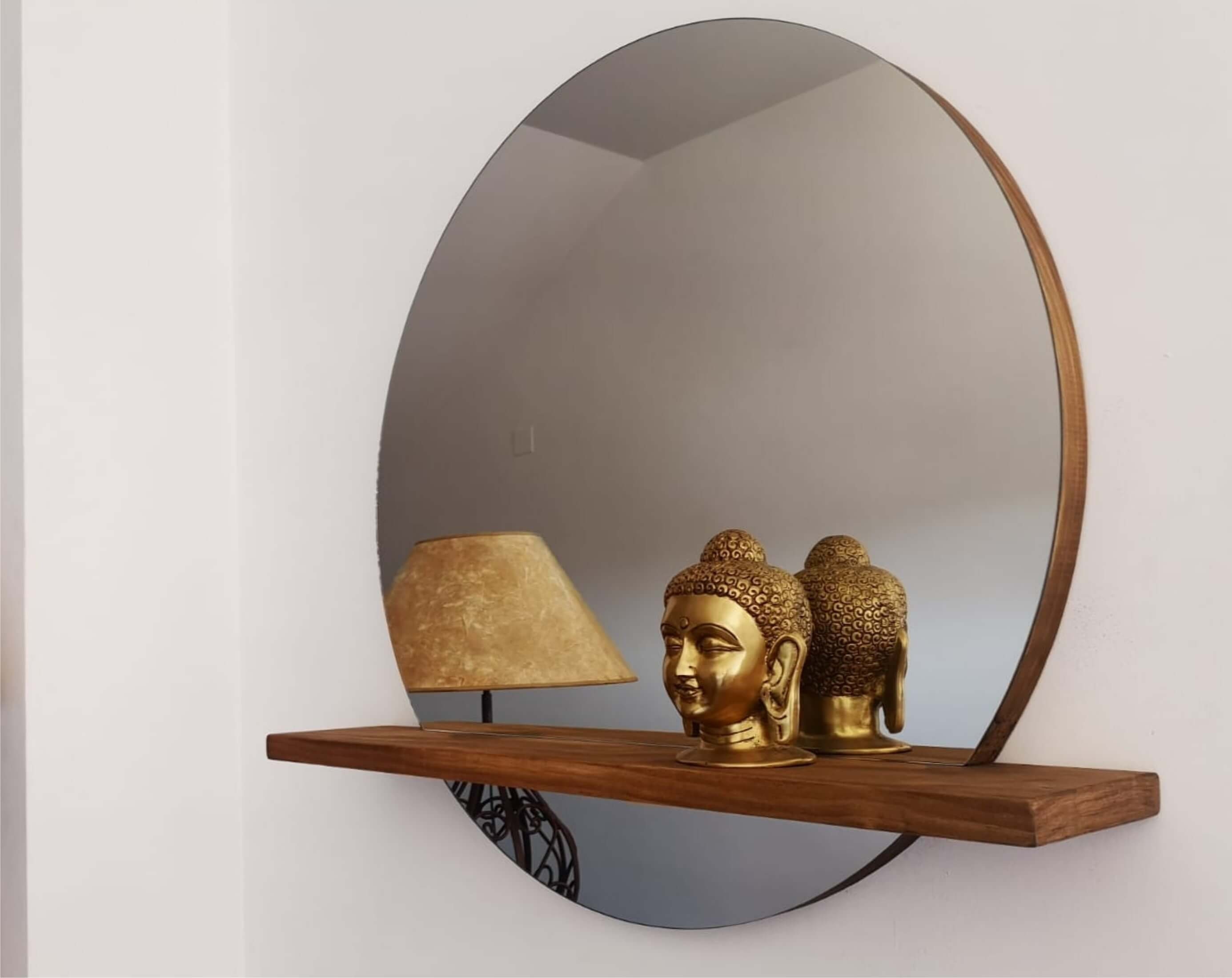 Espejo Redondo de Madera estilo rústico hecho a mano - Peccata Viruta