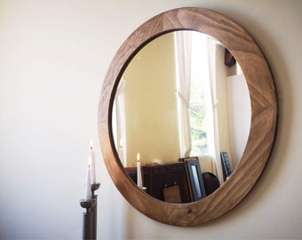 Wooden mirror / Round mirror / Rustic Framed Mirror / Modern mirror / Decorative Mirror / Ref. 00222 /  Handmade by Dvalenti Furniture