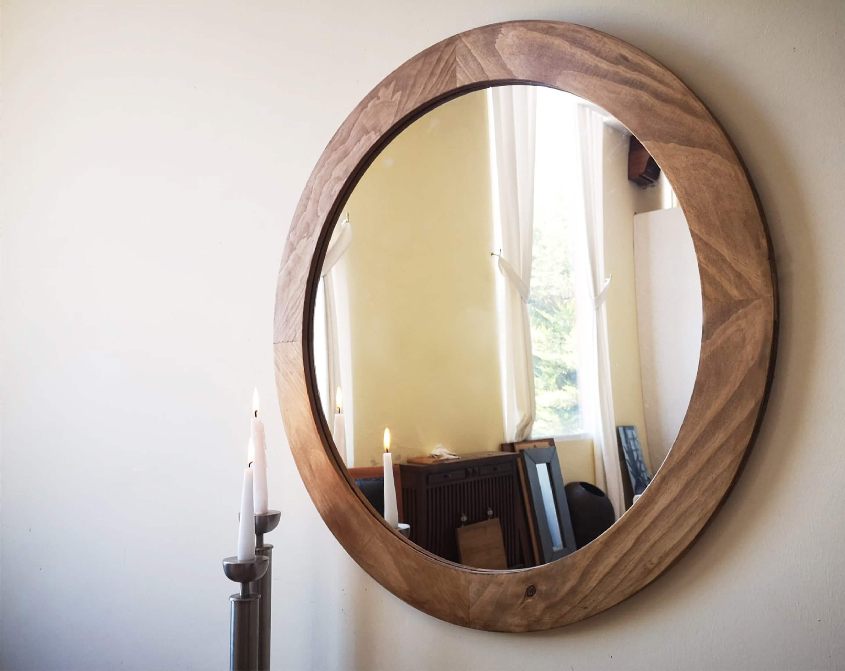 Wooden Mirror / Round Mirror / Rustic Framed Mirror / Modern - Etsy