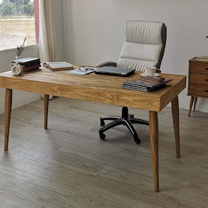 Grande table de bureau avec tiroir et bois massif / Réf. 0043 / Bureau fait main à Tolède par DValenti image 2