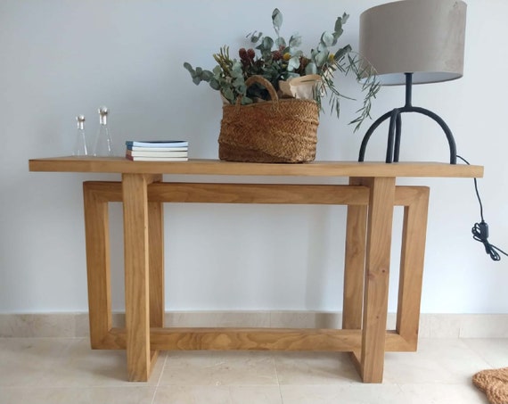 Mesa de entrada de madera maciza / Consola industrial vintage / Aparador /  mueble de recibidor / 00130 / Hecho a mano en Toledo por DValentifurniture  -  España