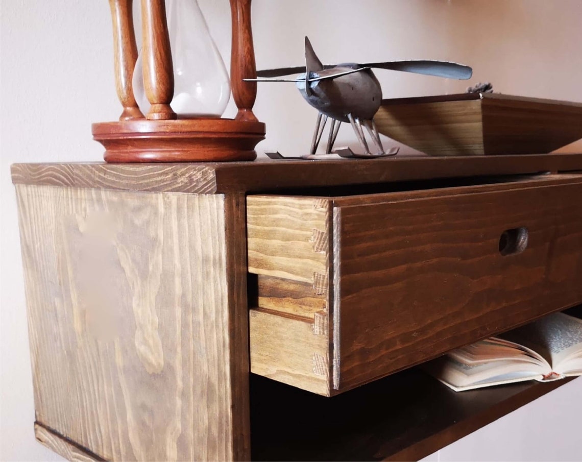 Floating Console Table With Two Drawers / Floating Console / Etsy UK