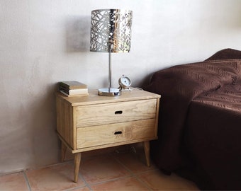 Side Table/ Bedside Table/ Rustic Nightstand Organizer/ Bedside Storage/ Wooden Bedside Table/ Ref. 00207 / Handmade by Dvalenti Furniture