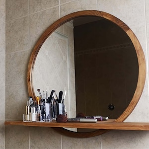 Round mirror for bathroom/ wood circle mirror/ Mirror Wall Décor/ Bathroom Mirror/ Ref. 00203 / Handmade in Toledo by Dvalenti Furniture