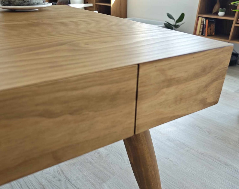 Grande table de bureau avec tiroir et bois massif / Réf. 0043 / Bureau fait main à Tolède par DValenti image 9
