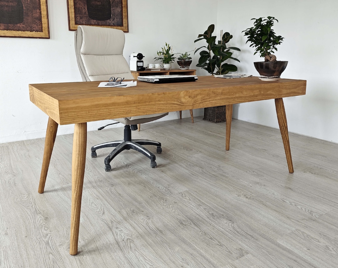 Large Office Table With Drawer and Solid Wood / Ref. 0043 / Desk