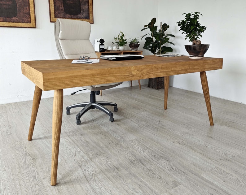 Grande table de bureau avec tiroir et bois massif / Réf. 0043 / Bureau fait main à Tolède par DValenti image 1