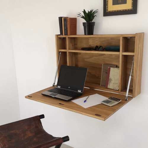 Wall Mounted Folding Desk, Floating Table Spacesaving Laptop Table