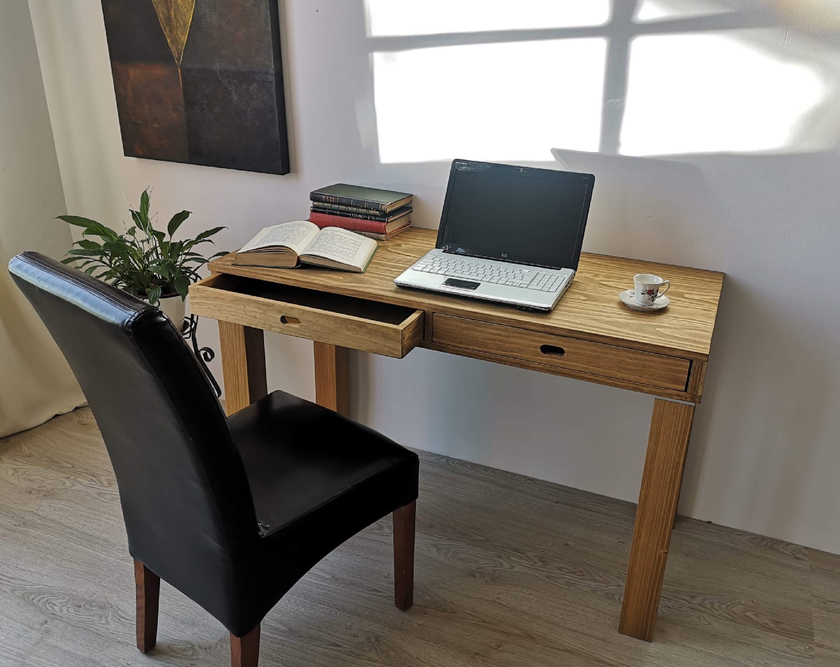 Grande Table de Bureau avec Tiroir et Bois Massif / Réf. 0043 / Bureau fait  main à Tolède par DValenti -  France