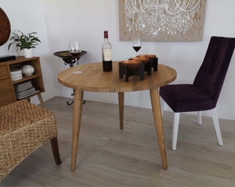 Round dining table, Round table, round wooden table, rustic table, Ref. 00122, Handmade by DValenti Furniture