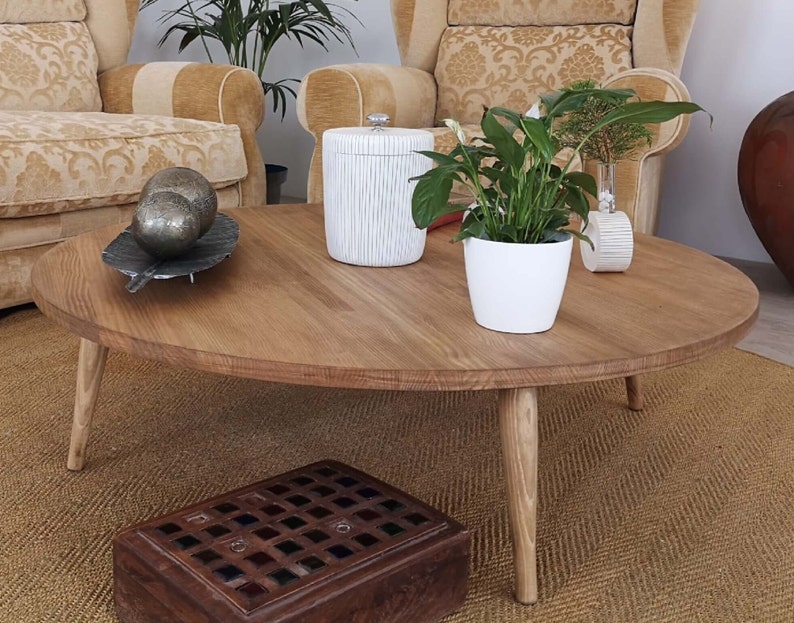 Round coffee table / Rustic coffee table / side table / rustic round table / Wooden Coffee Table / Ref. 0075 / Handmade by DValenti zdjęcie 1