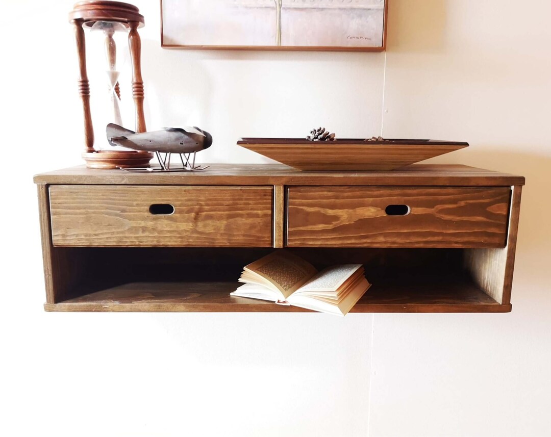 Floating Console Table With Two Drawers / Floating Console / Narrow