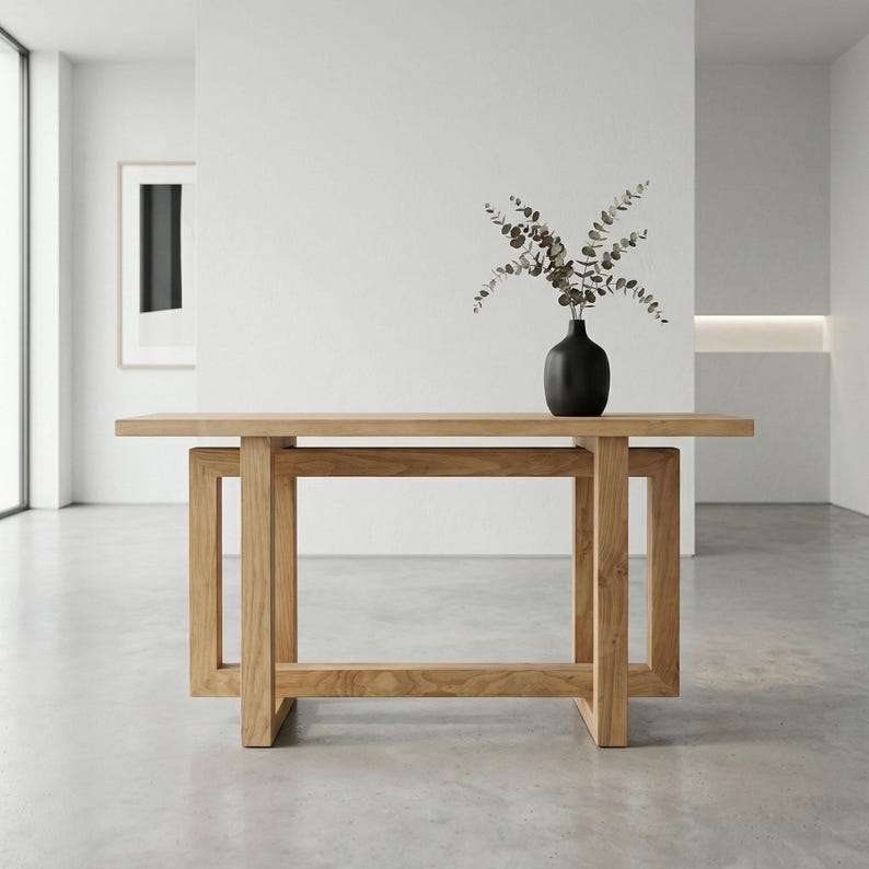 Solid Pine Mid Century Modern Console Table, Handcrafted Entryway Furniture | Ref. 00130 image 1