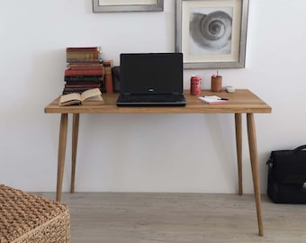 Schreibtisch / Schreibtisch aus massivem Kiefernholz / 4-Bein-Tisch / Bürotisch / Ref. 0015 / Handgefertigt in Toledo von DValenti Furniture