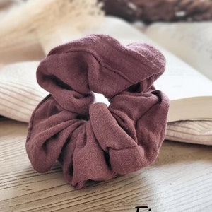 Chouchou en gaze de coton uni et plumetis, accessoires pour cheveux confortable et élégant, 10 coloris  taille large, idée cadeau féminin