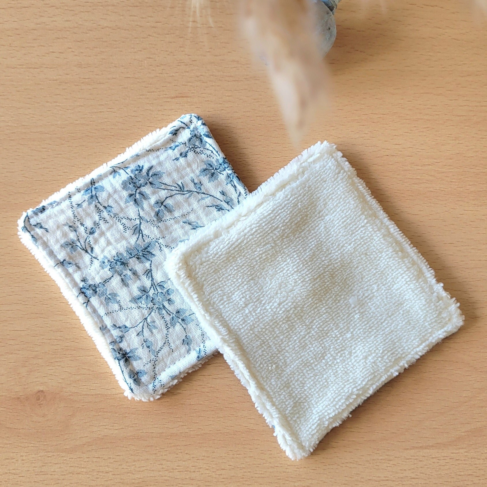 6 Lingettes Lavables Vertes – Coton & Bambou – 8x8 Cm – Pour Toilette & Démaquillage – Fabriqué En France