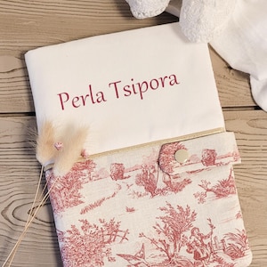 Copertina personalizzata per libretto sanitario del neonato, copertina per cartella clinica con nome, regalo di nascita unico in Toile de Jouy