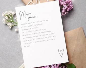 Personalized Mother's Day Poem Card: A5 Keepsake Print