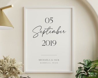 Personalised Custom Date Print, Custom Date Wedding Gift, Anniversary Print, Memorable Date Print, Valentine's Day, Engagement Gift, Married