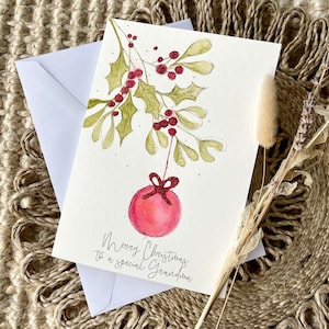 Tarjeta de Navidad Glitter pintada a mano personalizada / Tarjeta de Navidad especial / Tarjeta de Navidad personalizada / Pequeño recuerdo de Navidad / Regalo